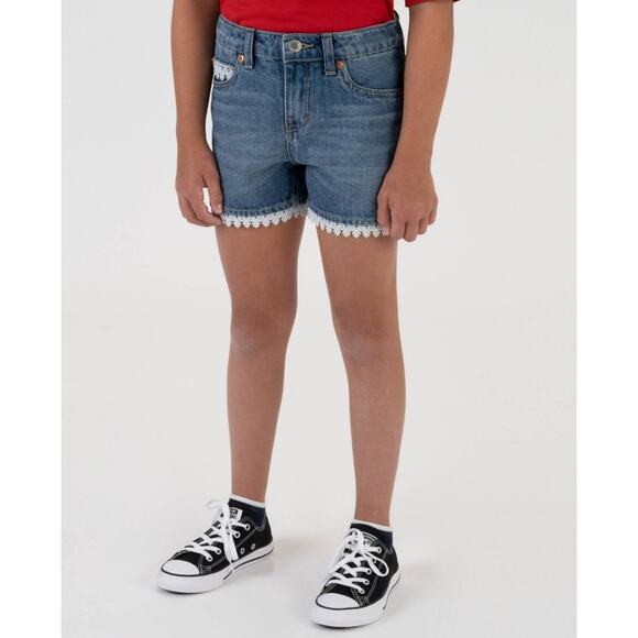Levis Girlfriend Shorty Denim Blue Jean Shorts US Girl's 12 - Picture 1 of 7